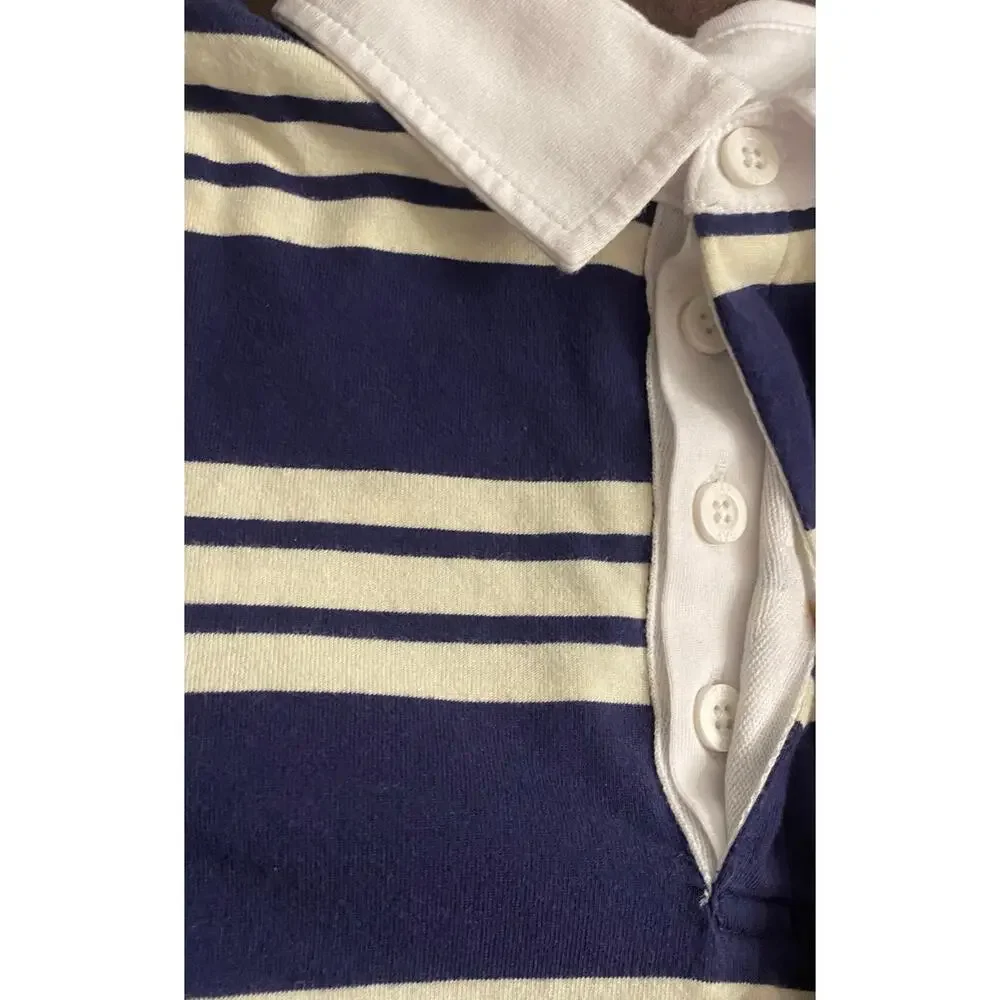 NWT Gap Kids Striped Polo Dress Navy White Long Sleeve Girl M 7/8 School Pockets